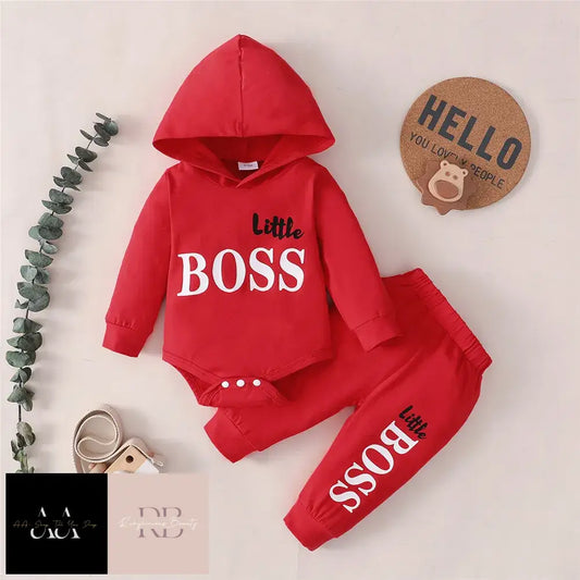 0-24 Months - Red Little Boss Clothing Set