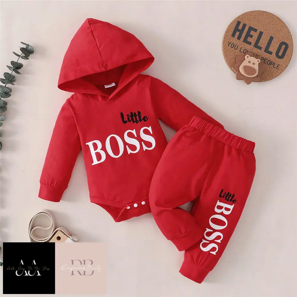 0-24 Months - Red Little Boss Clothing Set