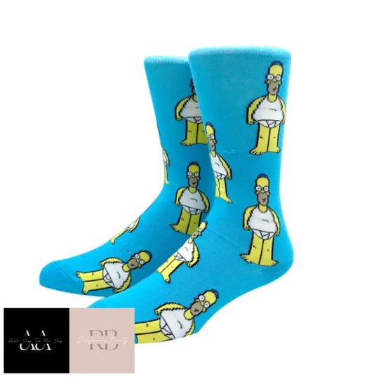 1 Pair Novelty Cartoon Socks - Homer Blue