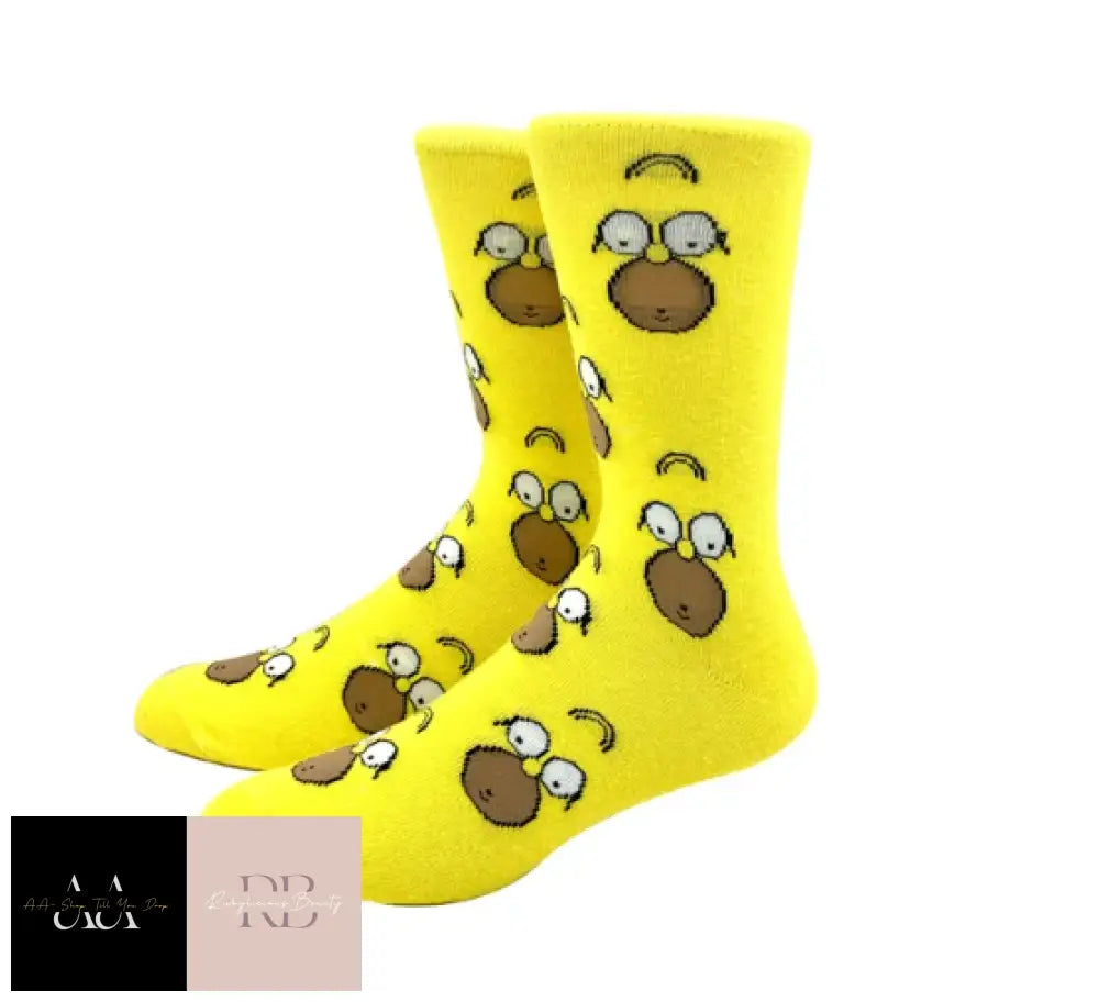 1 Pair Novelty Cartoon Socks - Homer Faces