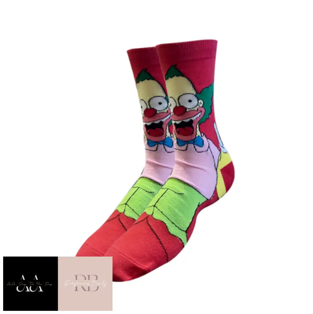 1 Pair Novelty Cartoon Socks - Krusty The Clown