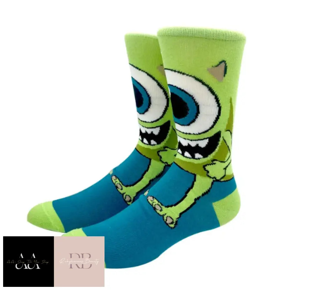 1 Pair Novelty Cartoon Socks - Mike Wazowski