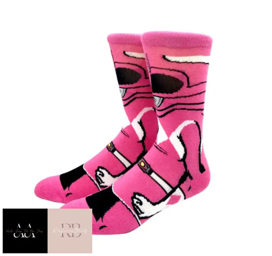 1 Pair Novelty Cartoon Socks - Pink Power Ranger