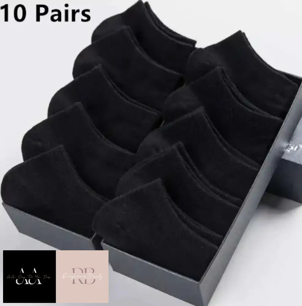 10 Pairs Men’s Polyester Ankle Socks - Black