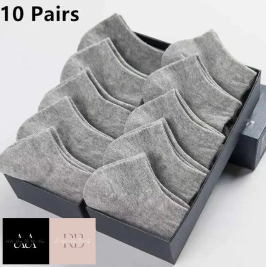 10 Pairs Men’s Polyester Ankle Socks - Grey