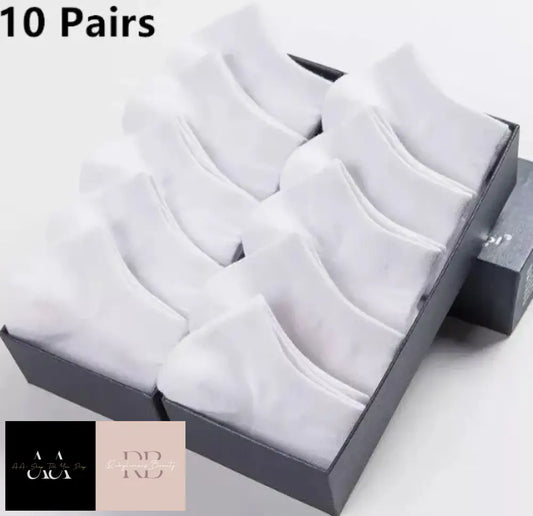 10 Pairs Men’s Polyester Ankle Socks - White