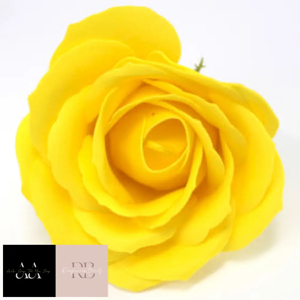 10X Craft Soap Flowers - Lrg Rose Yellow