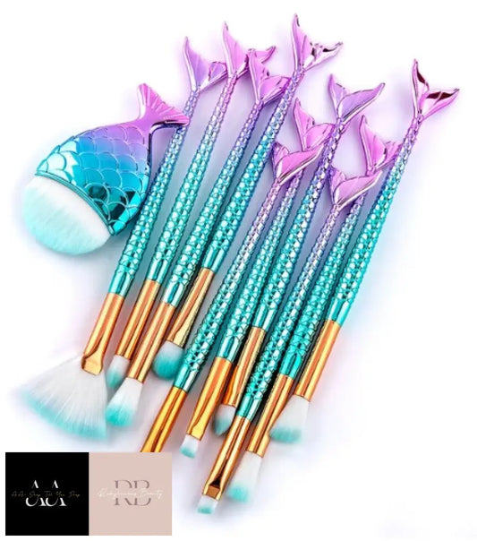 11Pc Mermaid Makeup Brushes Kit