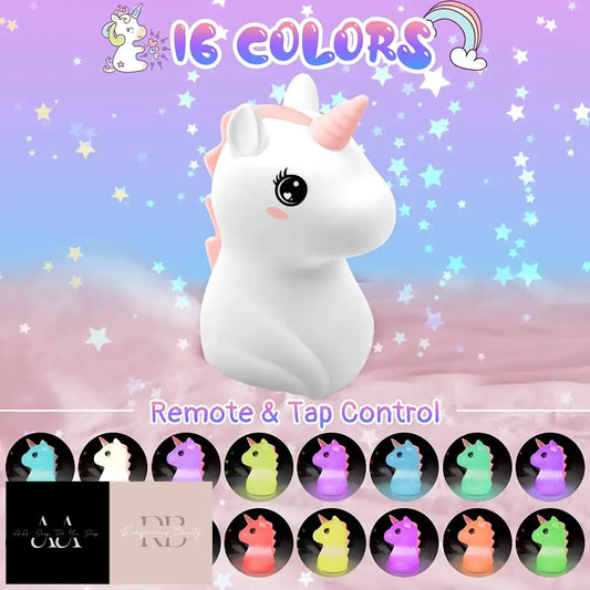 16 Colour Unicorn Changing Silicone Rechargeable Night Light