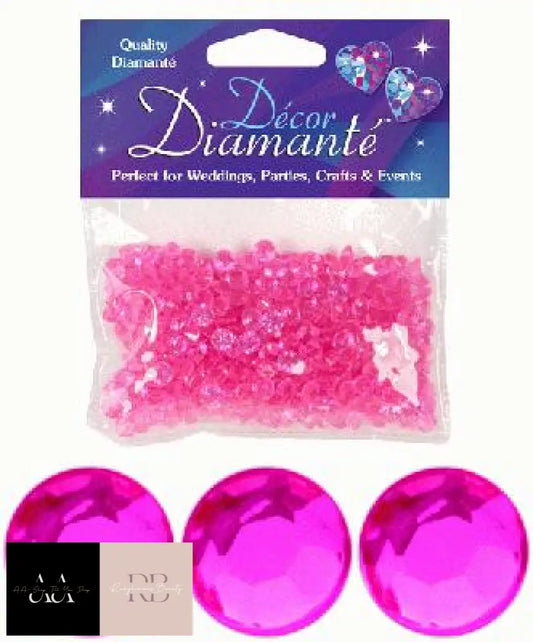 28G Of Hot Pink Diamante Table Scatters
