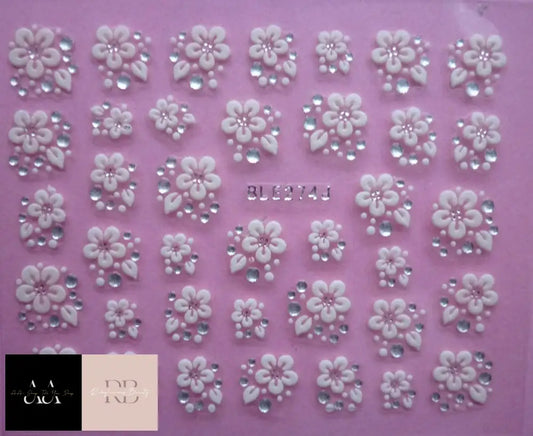 3D Nail Art Lace Stickers - Flowers & Rhinestones