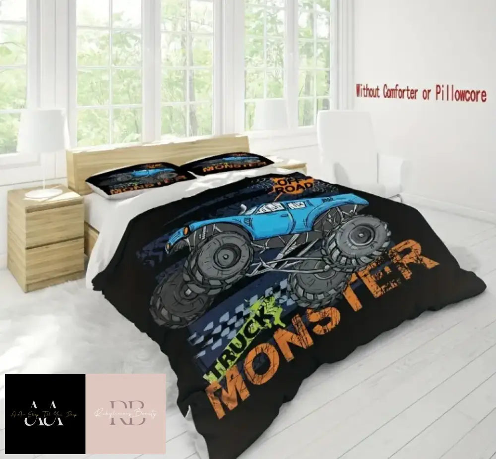 3Pcs Monster Truck Duvet Cover