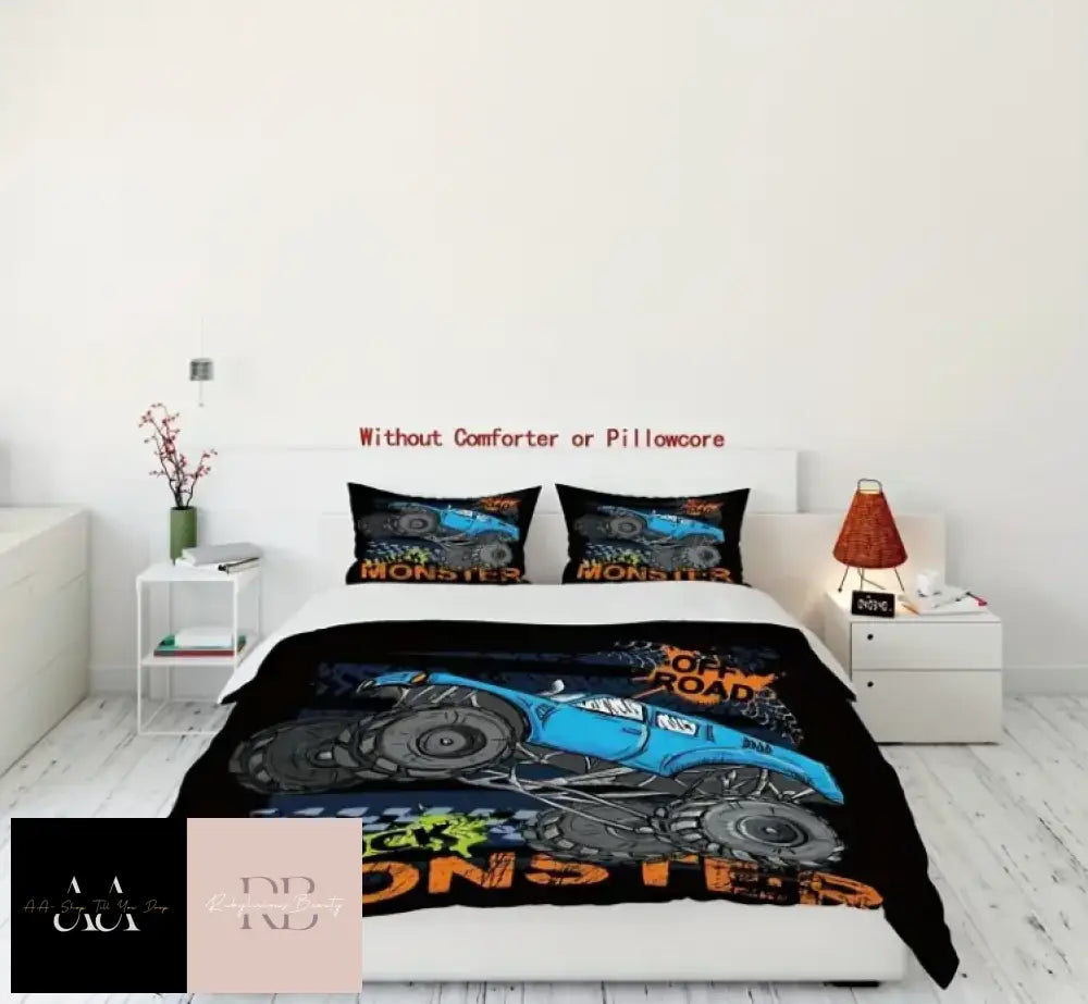 3Pcs Monster Truck Duvet Cover