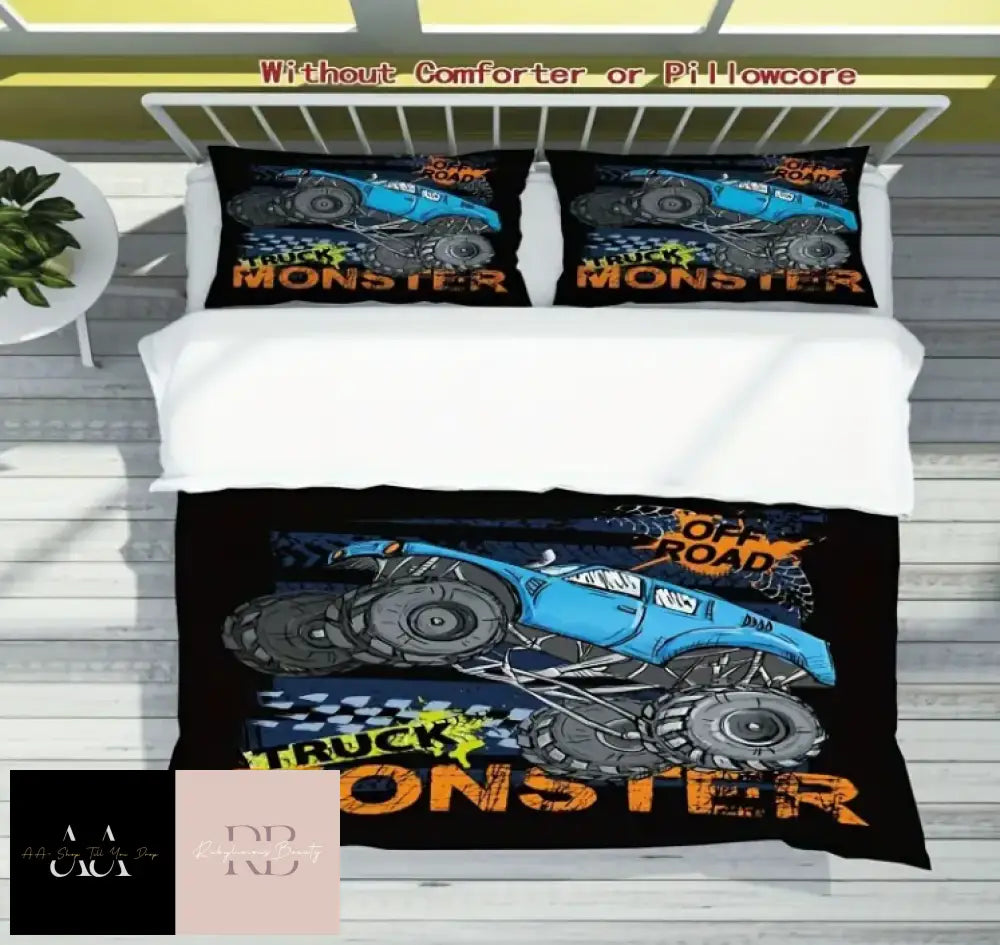 3Pcs Monster Truck Duvet Cover