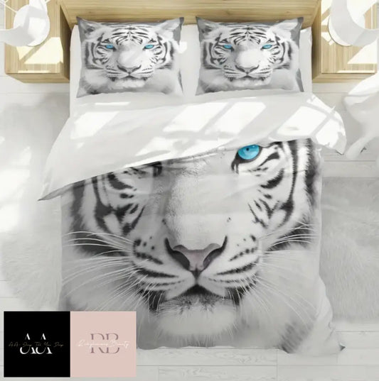 3Pcs Polyester Tiger Print Duvet Cover Set - Sizes