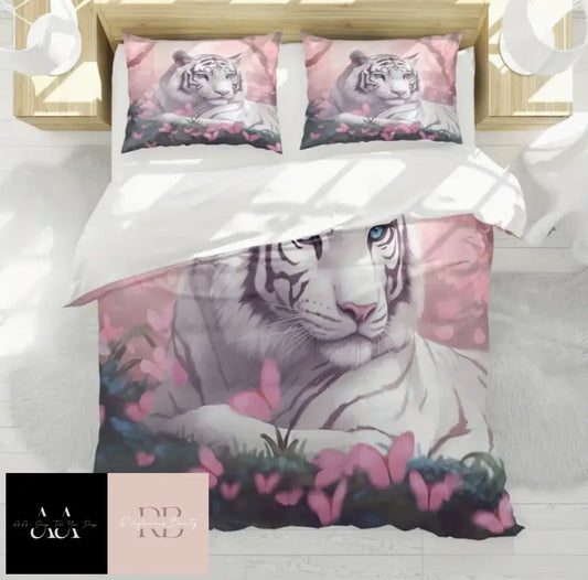 3Pcs Polyester Tiger Print Duvet Cover Set - Sizes