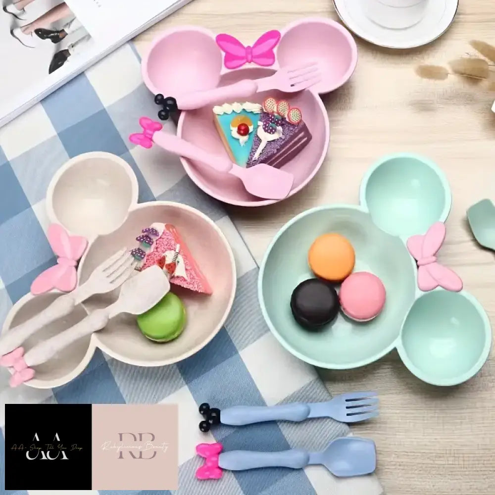 3Pcs/Set Minnie Butterfly Bowl Set