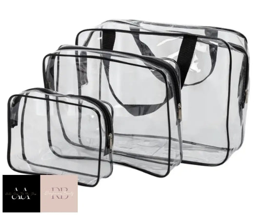 3Pcs Set Transparent Pvc Toiletry Bags