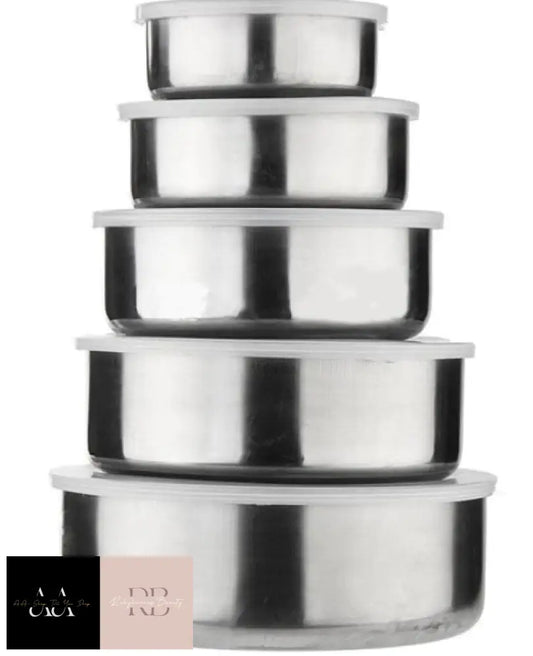 5 Steel Bowl Set With Lids
