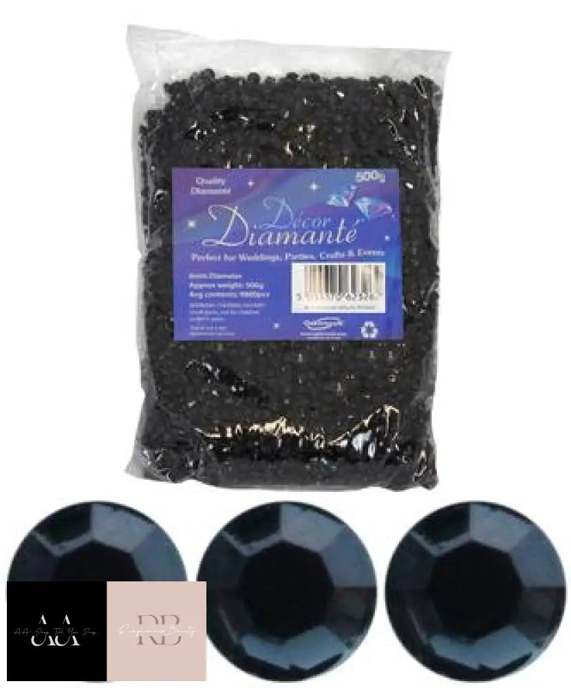 500G Diamante Crystals 6Mm - Black