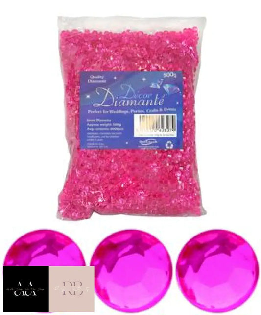 500G Diamante Crystals 6Mm - Hot Pink