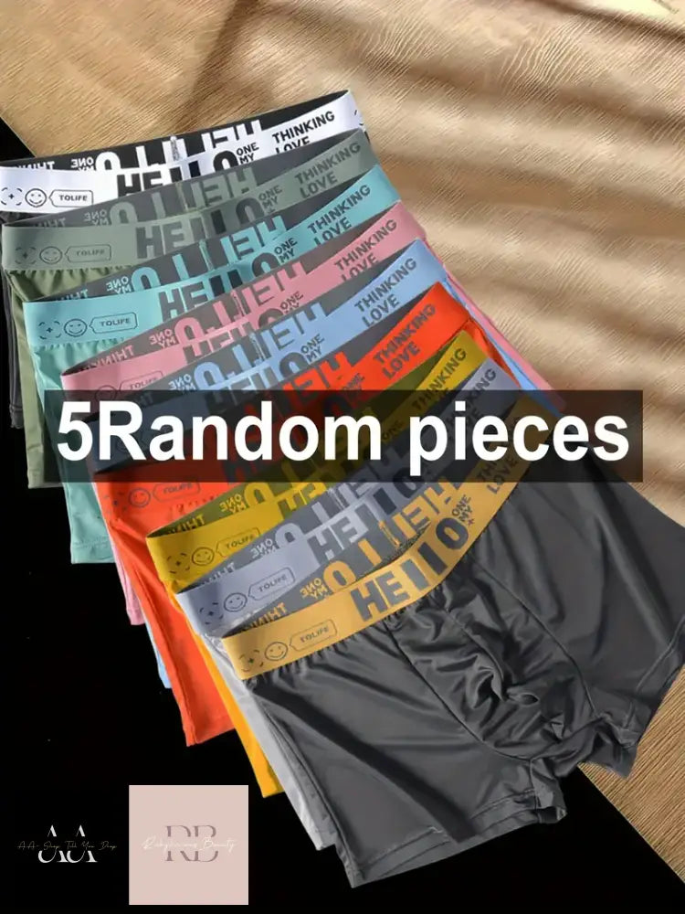 5Pcs Men’s Solid Color Boxers - Random Peices