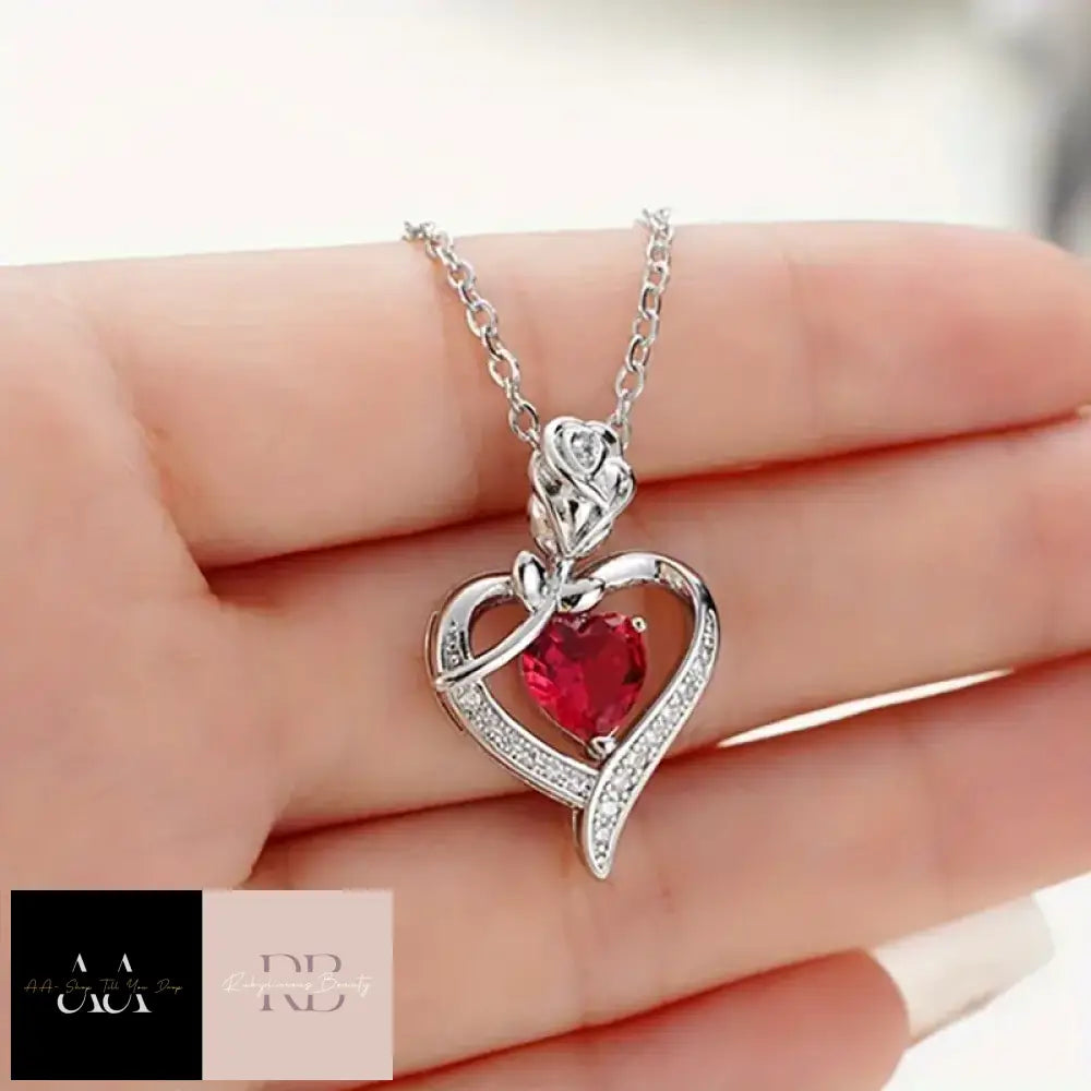 925 Silver Plated Elegant Rose Zircon Heart