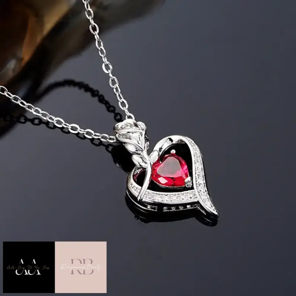 925 Silver Plated Elegant Rose Zircon Heart