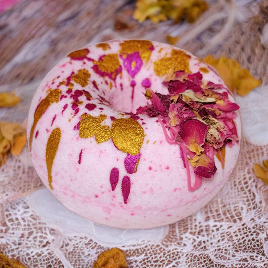 Moonlight Kiss Donut Bath Bomb Botanical Cocoa Butter Vegan