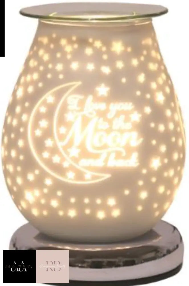 Aroma Moon & Back White Satin 3D Electric Wax Melt Warmer