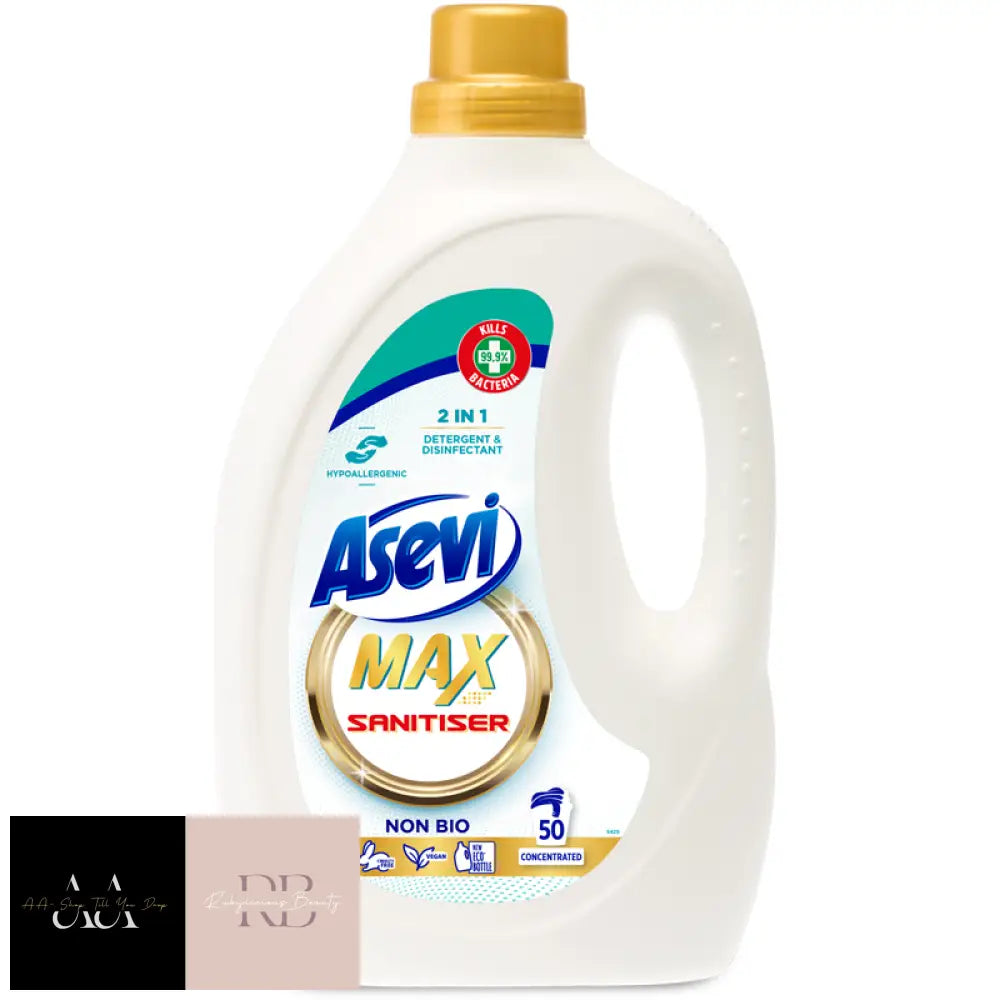 Asevi Laundry Detergent Wash Gel Max Sanitiser 2-In-1 Disinfectant Non-Bio 50