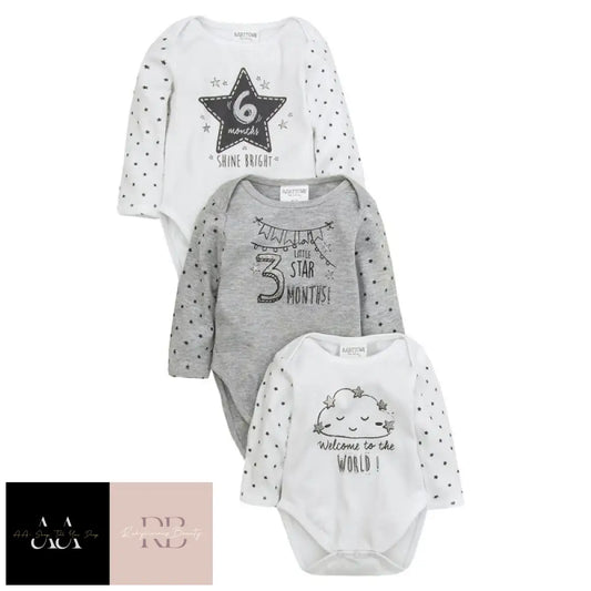 Babies Gift 3 Pack Bodysuits (Milestones)