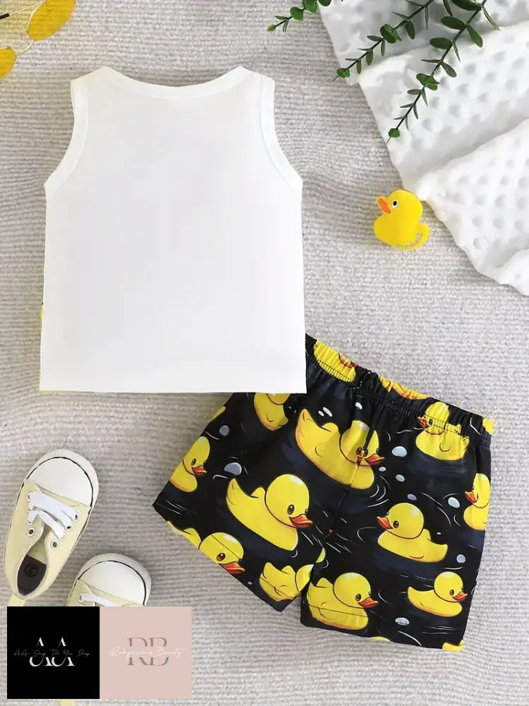 Baby Boys Cute Duck Pattern Outfit - Bright Yellow 3/24Months