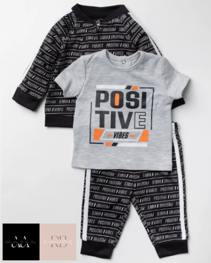 Baby Boys Positive Vibes 3 Piece Tracksuit (0-18 Months)