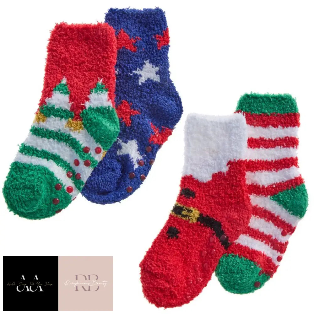 Baby Christmas 2 Pack Cosy Socks With Grippers