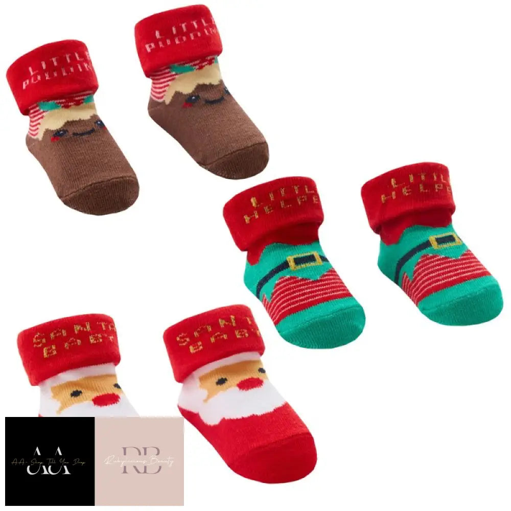 Baby Christmas Organza Bag Gift Socks (0-12 Months)