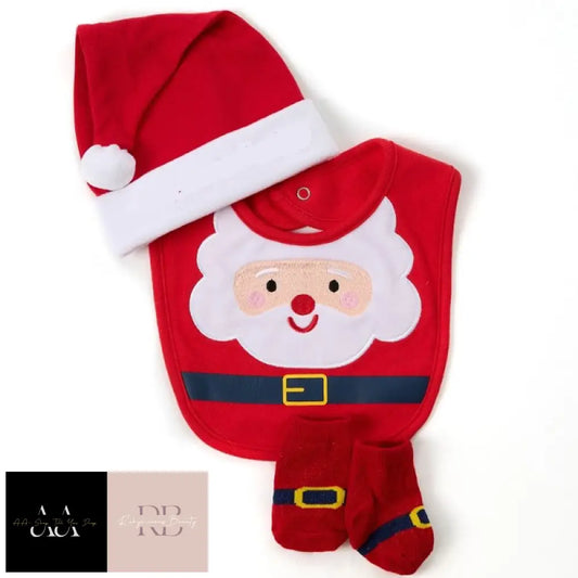 Baby Christmas Santa Hat Bib & Socks Set (0-6 Months)