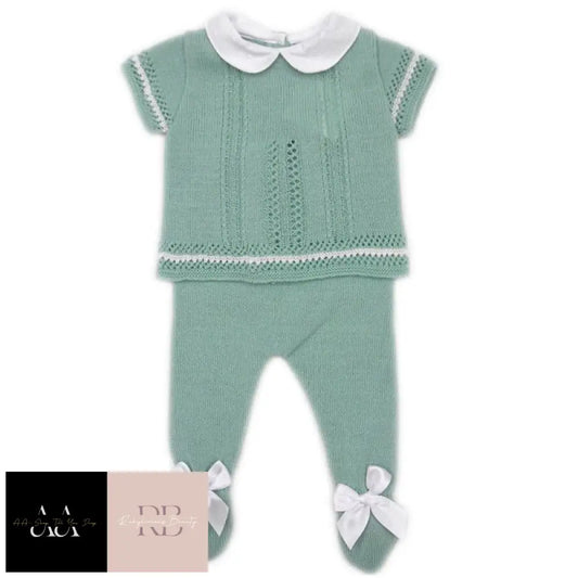 Baby Double Bow Knitted 2 Piece Set (0-9 Months)