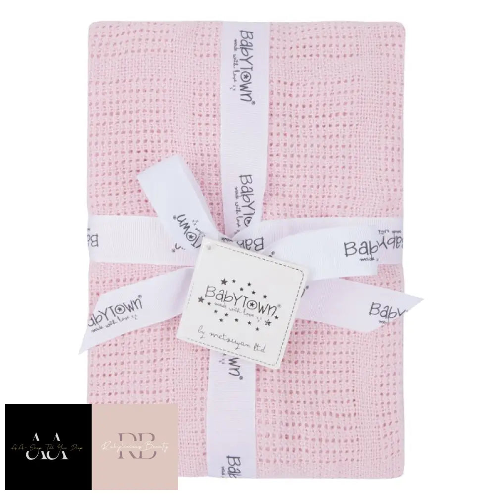 Baby Gift Soft Handle Pink Cellular Blanket - Flatpacked