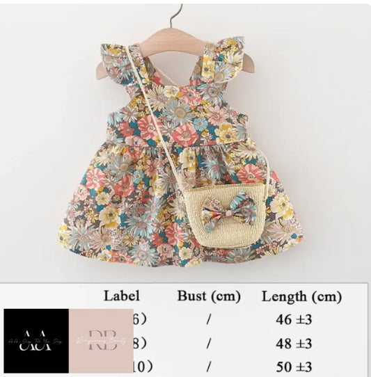 Baby Girl Beach Dress - Floral With Bag
