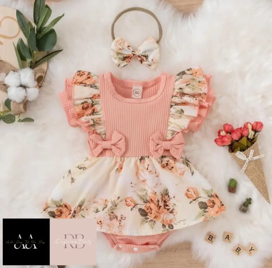 Baby Girl Dress With Bowknot - Pink