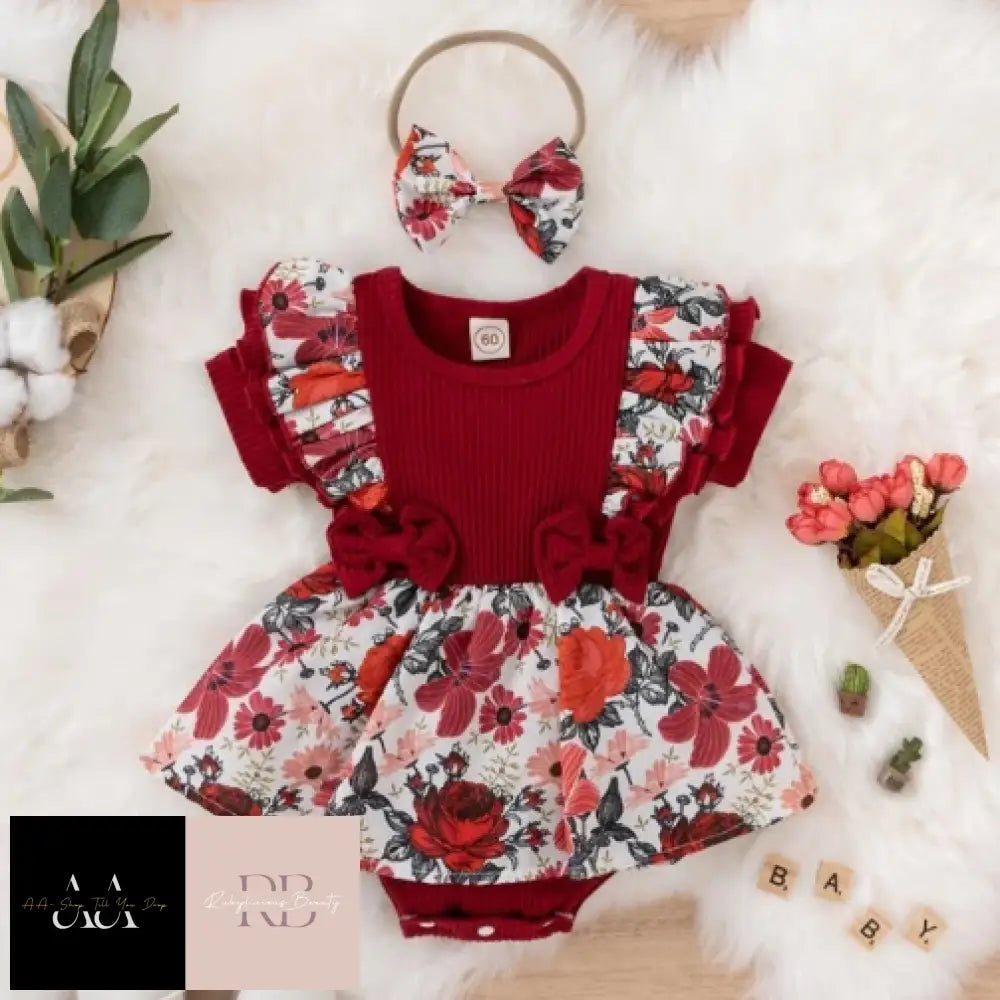 Baby Girl Dress With Bowknot - Red