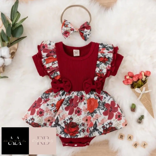 Baby Girl Dress With Bowknot - Red