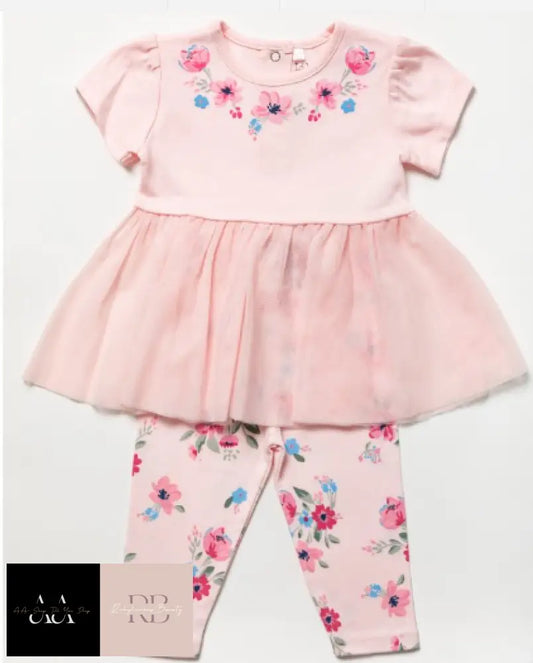 Baby Girls Floral Tutu Dress & Leggings Outfit (3-24 Months)