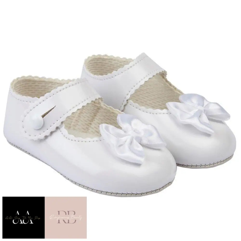 Baby Girls Soft Soled Shoe - White (Shoe Sizes: 0-4)