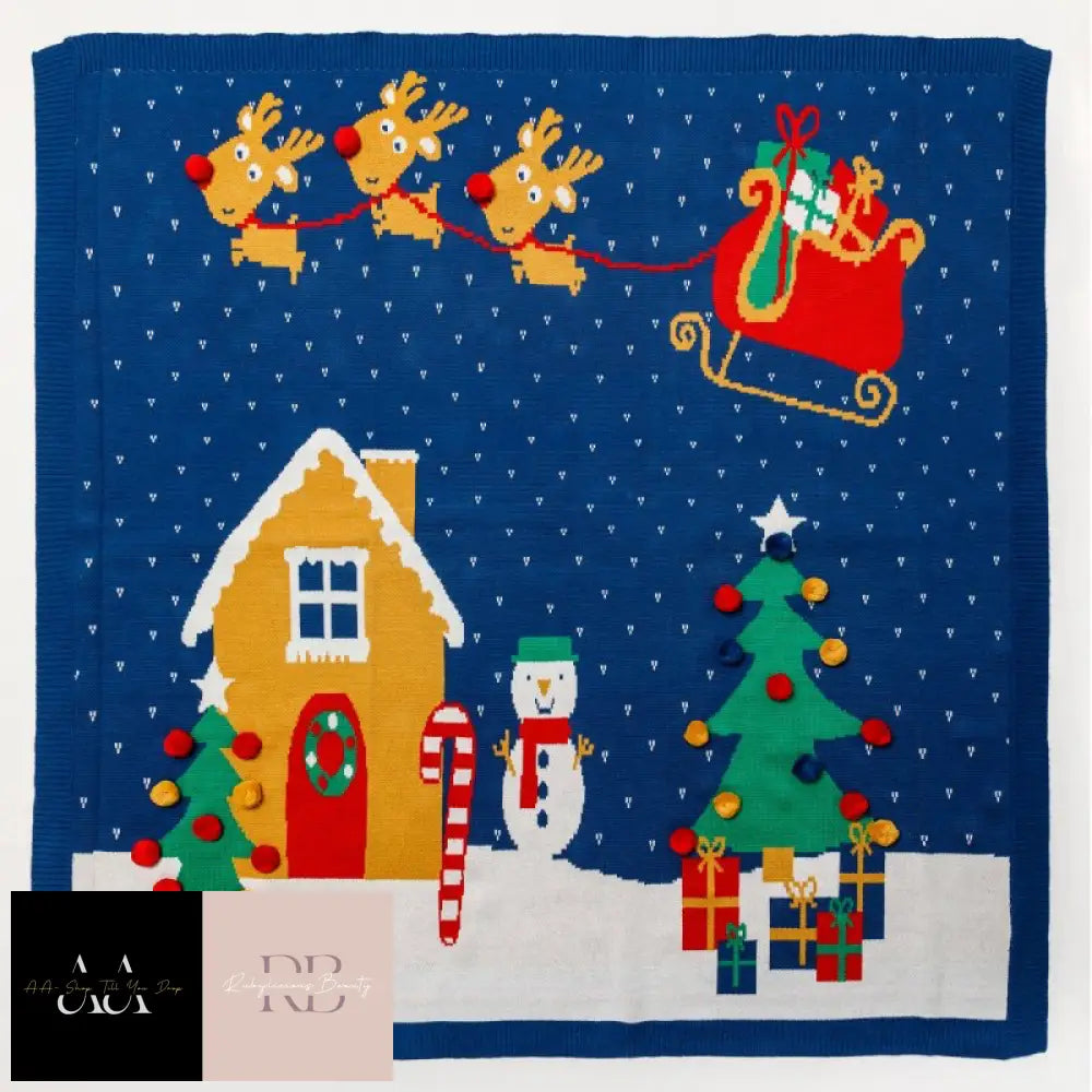 Baby Luxury Cotton Knitted Christmas Scene 3D Wrap/ Blanket