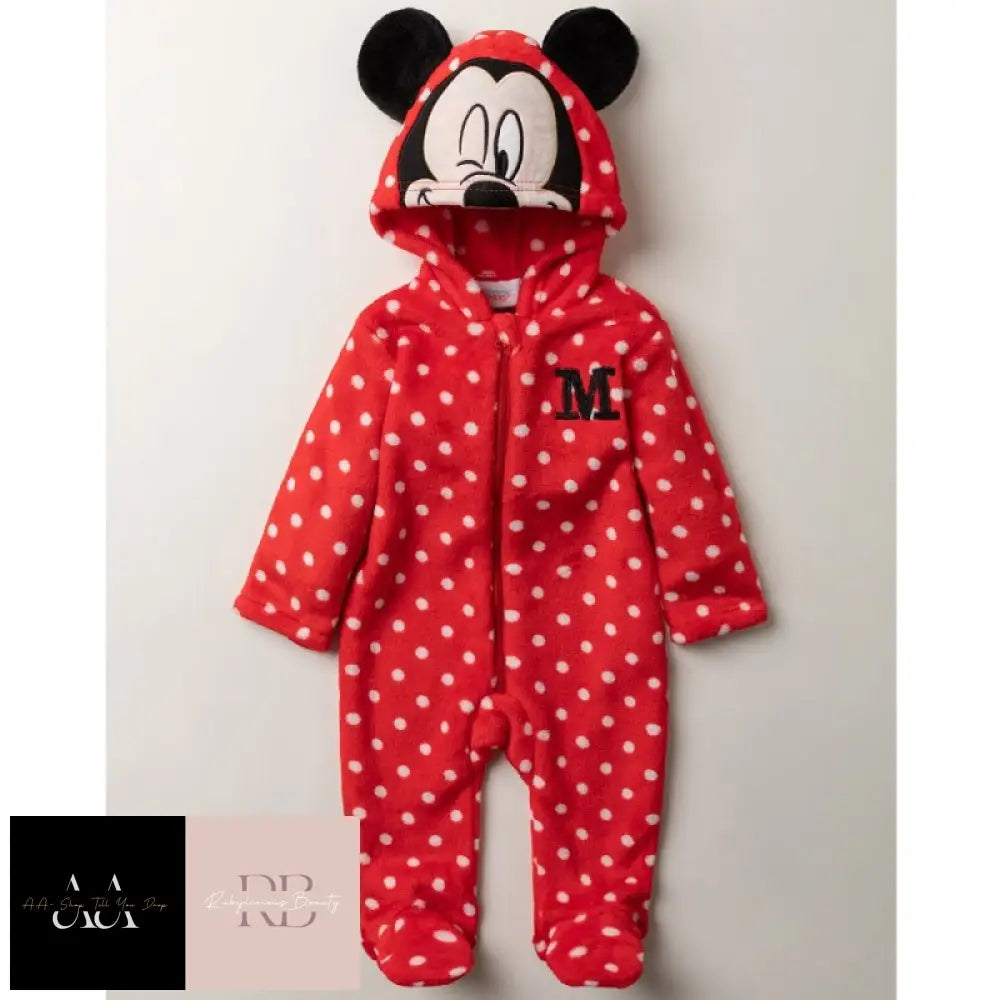 Baby M Mouse Fleece Onesie/All In One (0-9 Months)