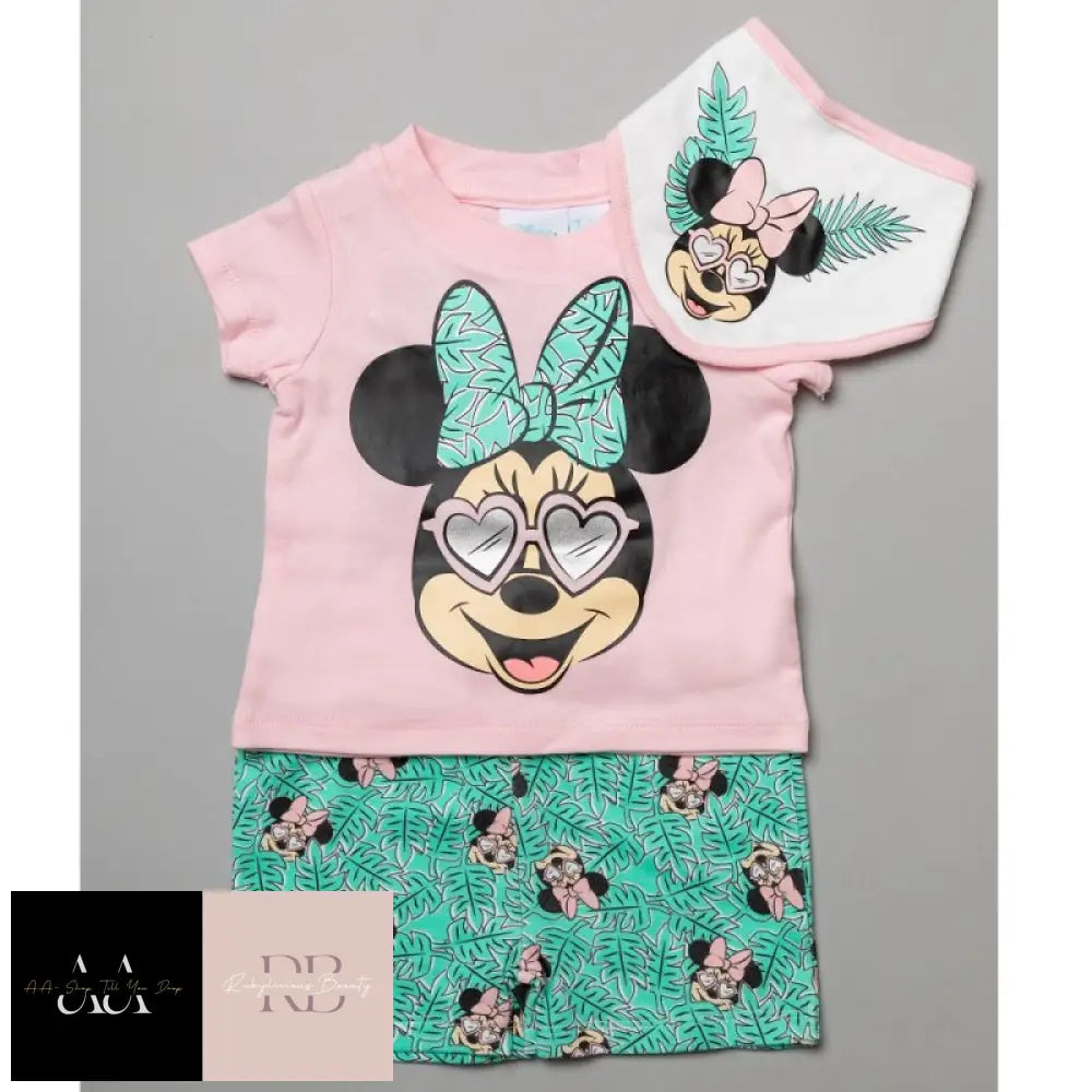 Baby M Mouse T-Shirt Short & Bib Outfit (0-12 Months)