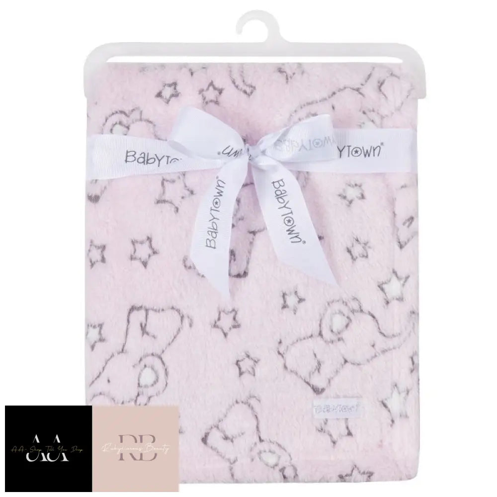 Baby Pink Elephant Jacquard Blanket