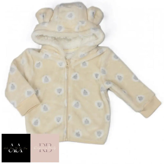 Baby Sheep Print Hooded Cuddle Fleece Jacket